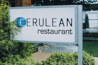 The sign in front of Cerulean Restaurant