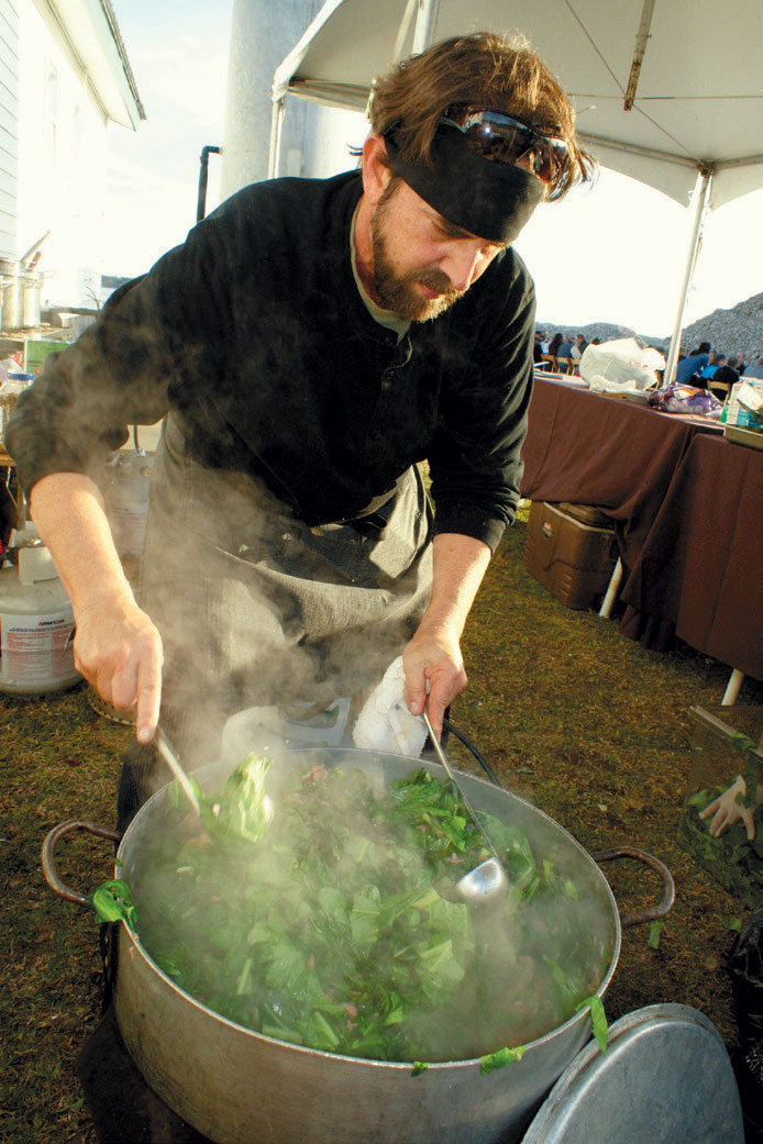 Irv Miller cooking vegetables